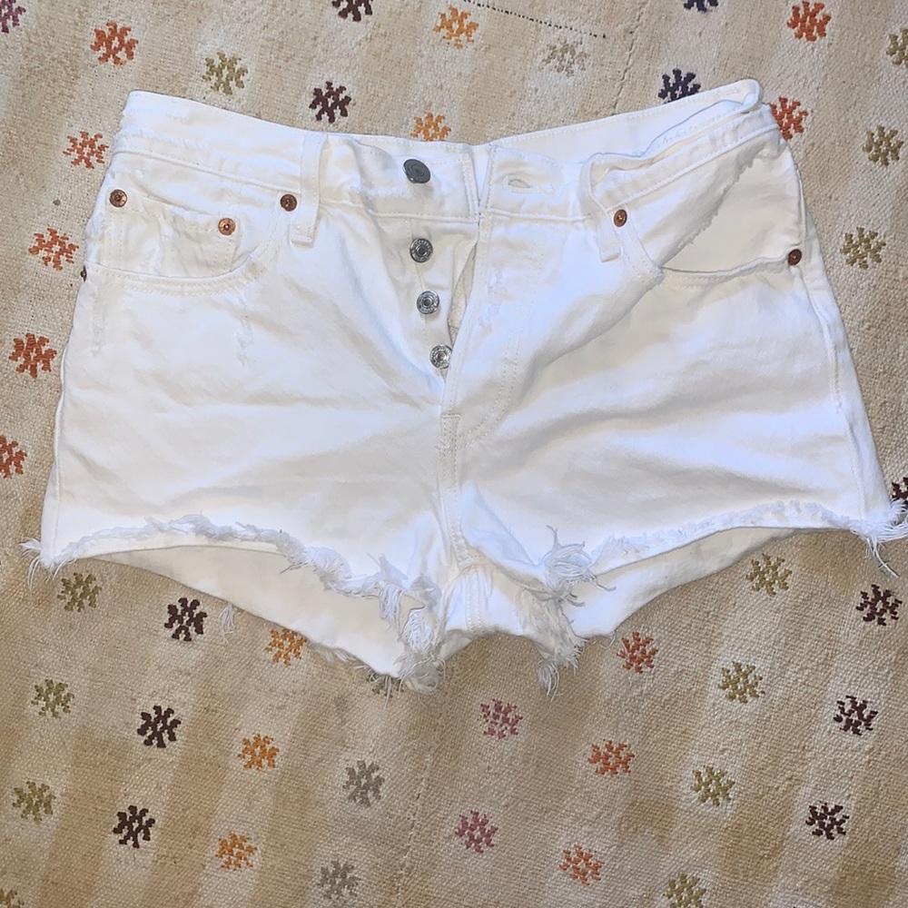 White Denim Levi 501 Shorts